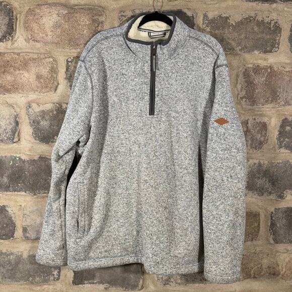 Orvis Sweatshirt Men's XXL Heather Gray Fleece Lined Warm Cozy 1/4‎ Zip Pullover - Picture 1 of 14